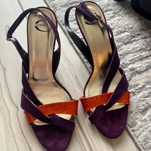 Purple suede sandals